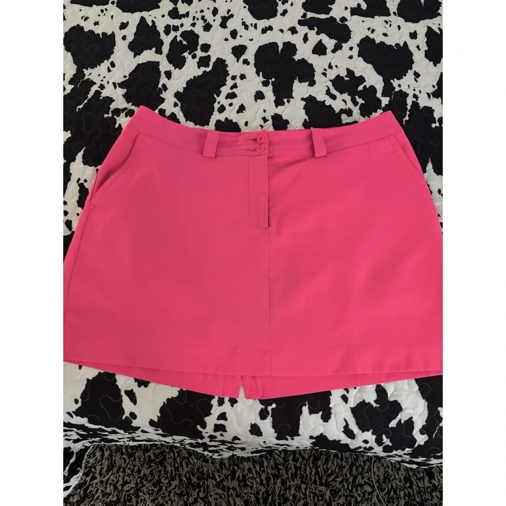 Nike 14 Golf Tour‎  Performance Womens zip Skort Pockets Logo Hot Pink Sporty